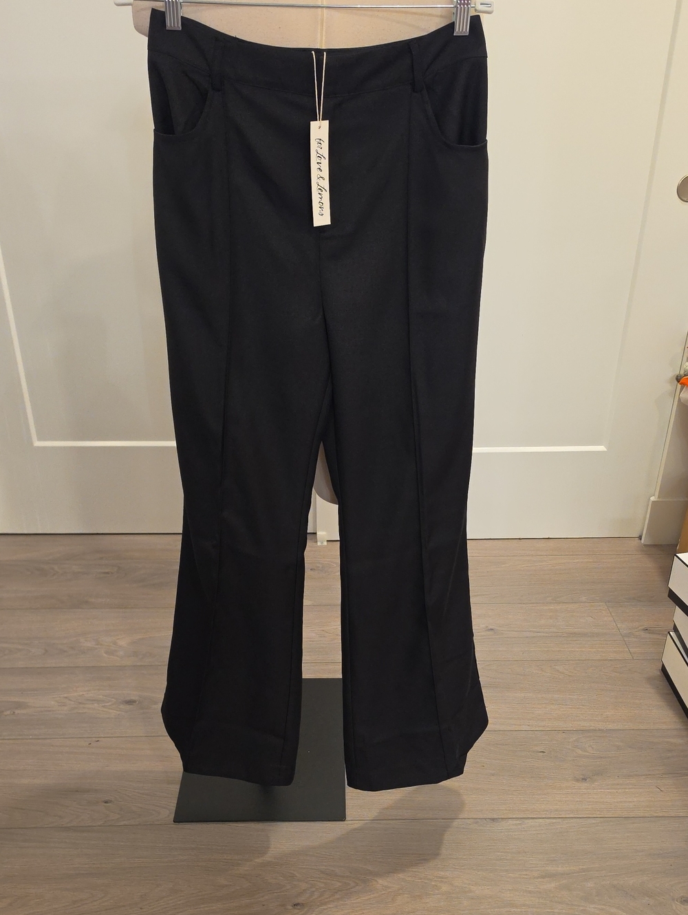 For Love And Lemons Classic Black Trousers w/ flare leg. Size M new with tags